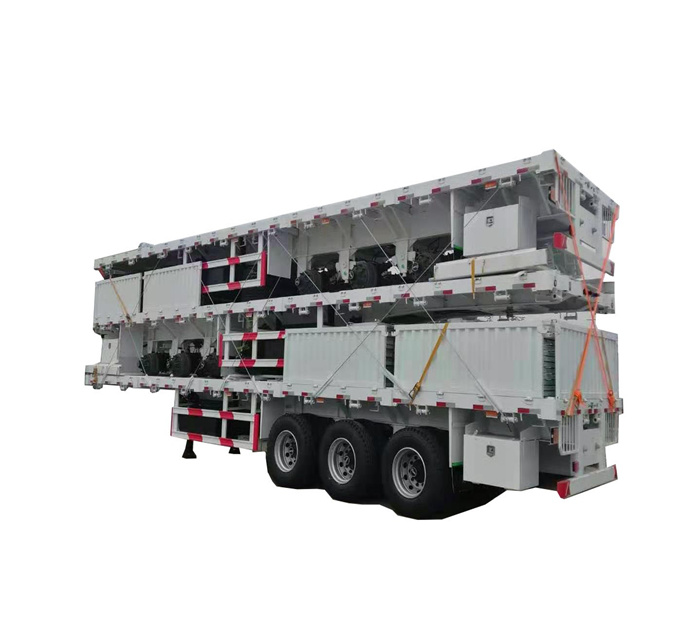 Shipping container 40ft Flatbed semi trailer 3 axle Flat deck Bed Truck Trailer Platform with container lock for sale