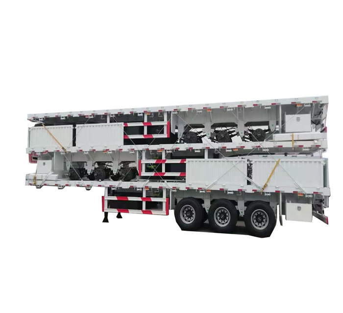 Shipping container 40ft Flatbed semi trailer 3 axle Flat deck Bed Truck Trailer Platform with container lock for sale