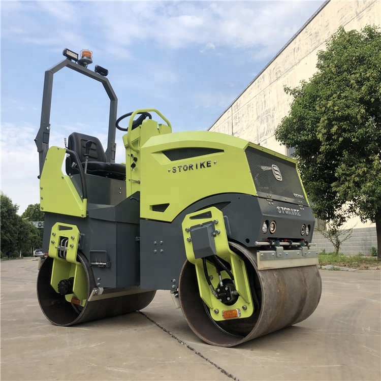 Ride-on hydraulic vibratory double drum road roller 