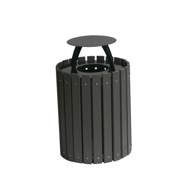 WPC Garden Furniture Dust bin Wood plastic composite Trash Can city street dumpster Outdoor round storage Bin with lid